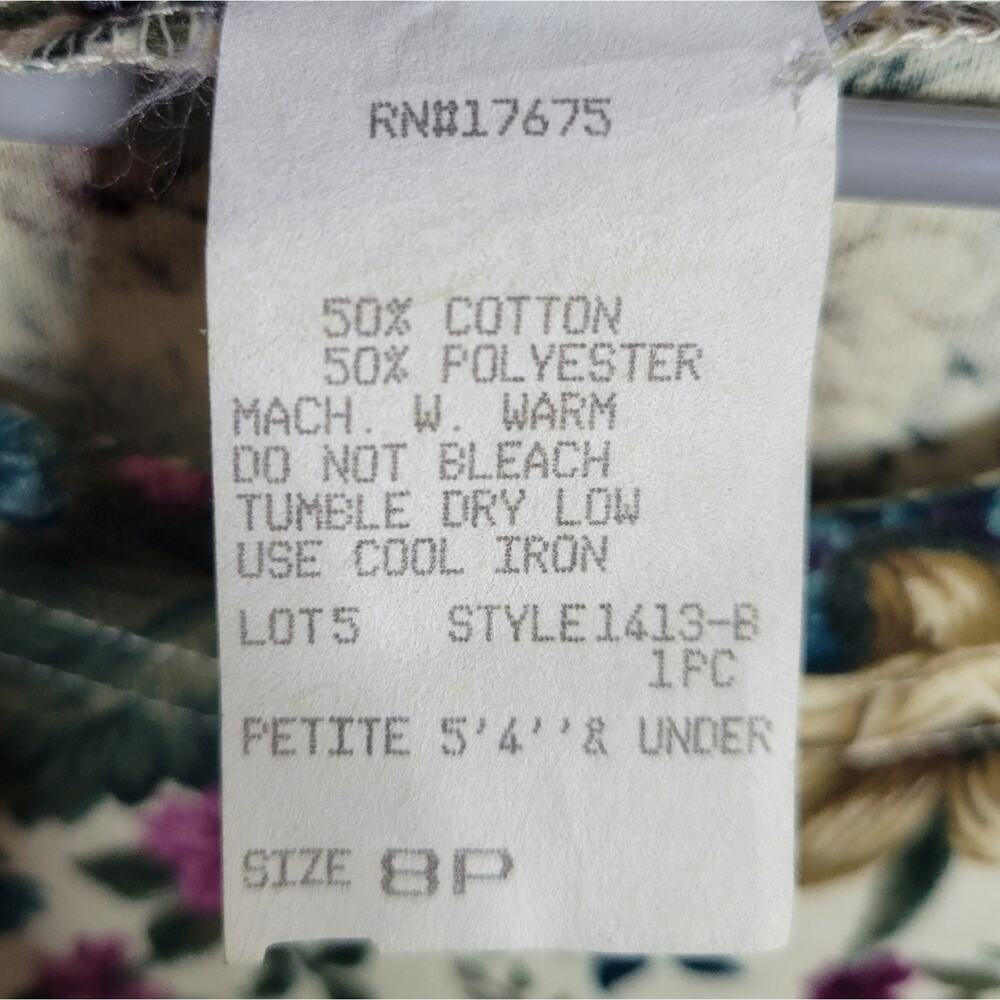 Vintage Cottagecore Cotton Blend Floral Midi Dress, size 8P - Picture 6 of 6